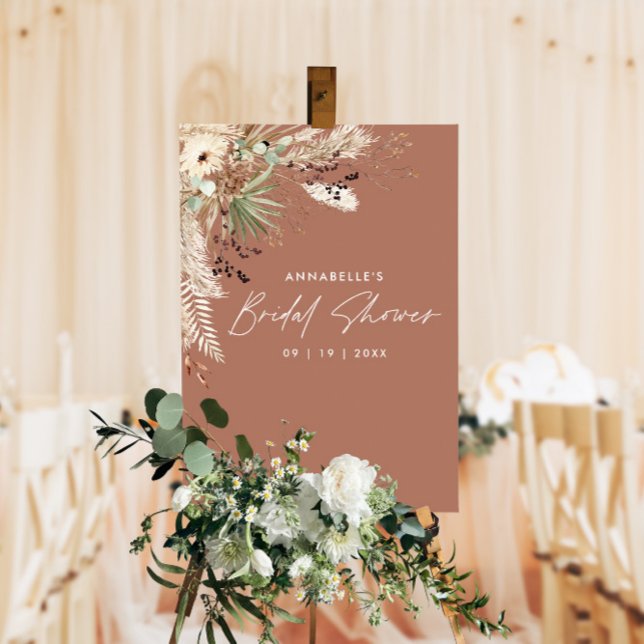 Budget Bridal shower pampas grass modern elegant Poster (Creator Uploaded)