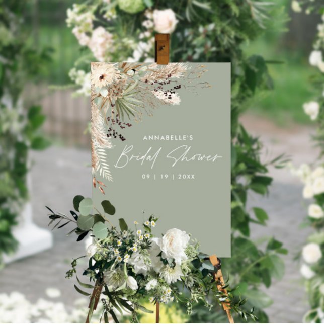 Budget Bridal shower pampas grass modern elegant Poster (Creator Uploaded)