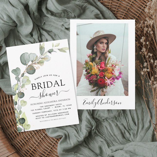 Budget Bridal Shower Photo Eucalyptus Invitation Flyer (Creator Uploaded)