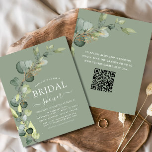 Budget Bridal Shower QR Code Eucalyptus Invitation