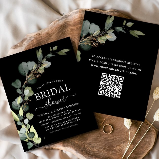 Budget Bridal Shower QR Code Eucalyptus Invitation Flyer (Creator Uploaded)