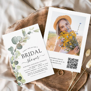 Budget Bridal Shower QR Code Photo Eucalyptus