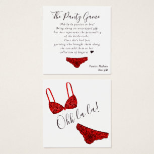 BUDGET Bridal Shower Red Lingerie Panty Game Card