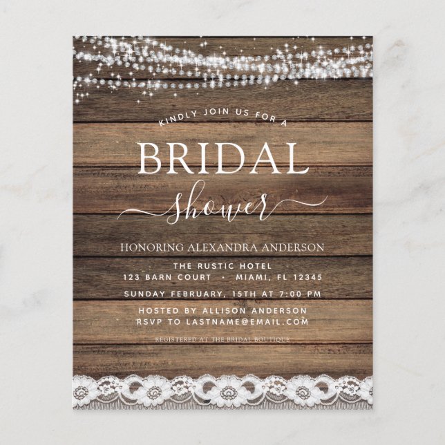 Budget Bridal Shower Rustic Farmhouse (Front)