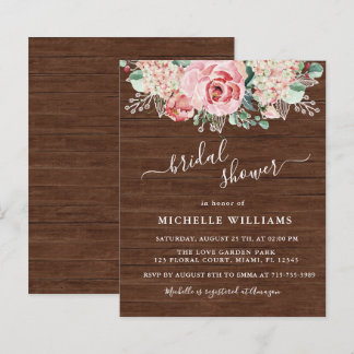 Budget Bridal Shower Rustic Wood Pink Floral