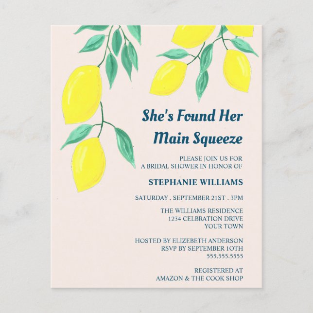 Budget Bridal Shower She's Found Her Main Squeeze  (Front)