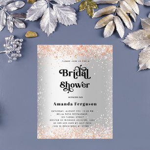 Budget bridal shower silver rose gold invitation