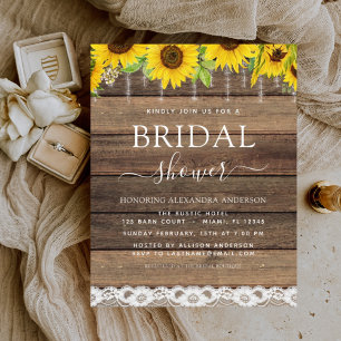 Budget Bridal Shower Sunflower Rustic Invitation
