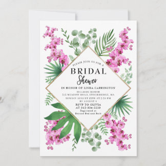 Budget Bridal Shower Tropical Floral Watercolor Invitation