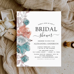 Budget Bridal Shower Turquoise Pink Invitation