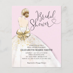 Budget Bride Gown Pink Bridal Shower Invitation