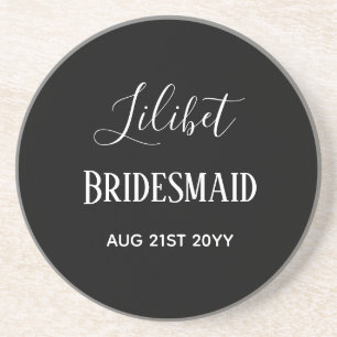 BUDGET Bridesmaid Bridal Party Gifts Black White Coaster