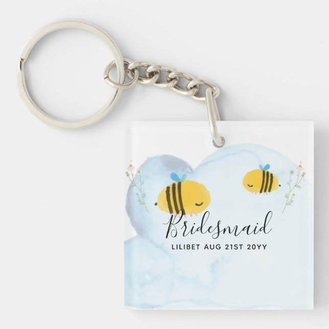 BUDGET Bridesmaid Bridal Party Gifts Bumble BEES Key Ring (Front)