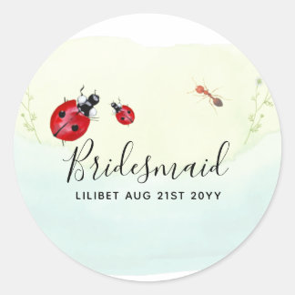 BUDGET Bridesmaid Bridal Party Gifts LADYBUGS Classic Round Sticker