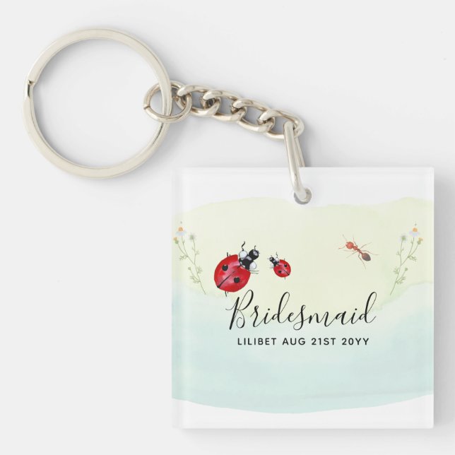 BUDGET Bridesmaid Bridal Party Gifts LADYBUGS Key Ring (Front)