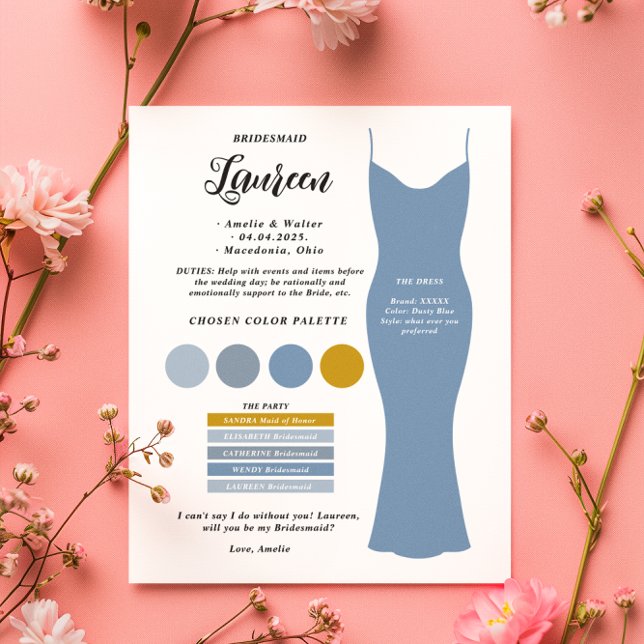 Budget Bridesmaid info Proposal Card  (Creator Uploaded)
