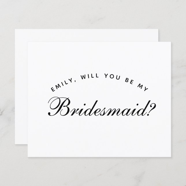 Budget Bridesmaid Proposal Simple Minimalist  (Front/Back)