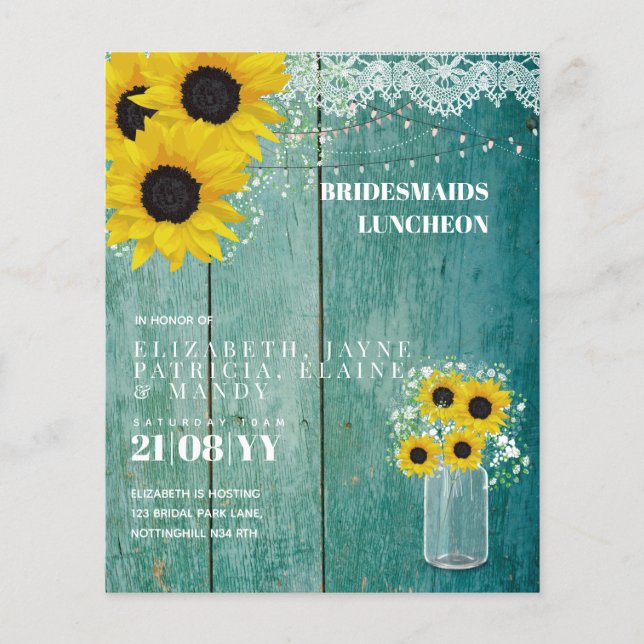 BUDGET Bridesmaids Luncheon Brunch Lunch Floral (Front)