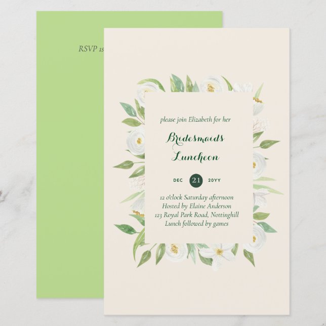 BUDGET Bridesmaids Luncheon Brunch Lunch Floral (Front/Back)