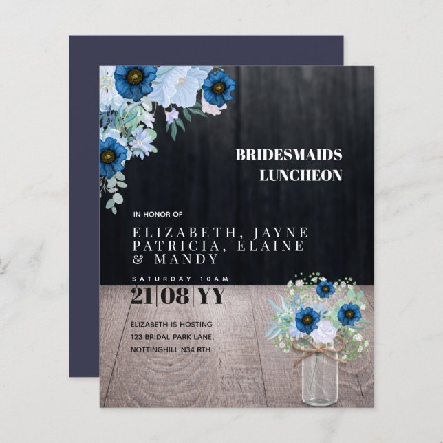 BUDGET Bridesmaids Luncheon Brunch Lunch Floral (Front/Back)