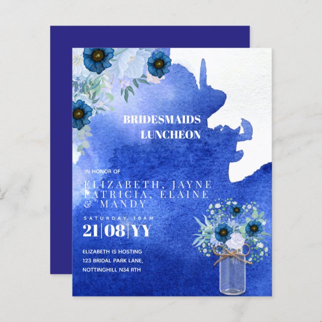 BUDGET Bridesmaids Luncheon Brunch Lunch Floral (Front/Back)