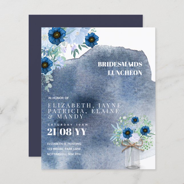 BUDGET Bridesmaids Luncheon Brunch Lunch Floral (Front/Back)