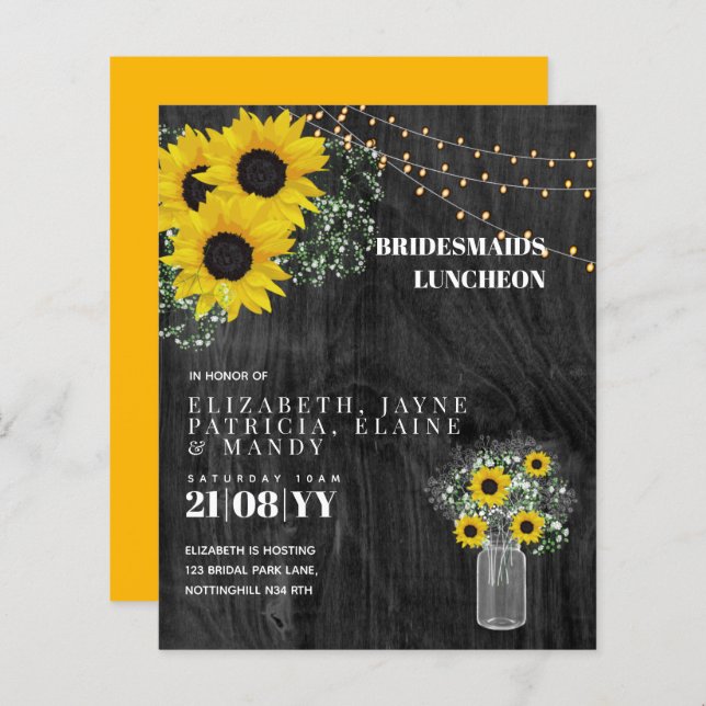 BUDGET Bridesmaids Luncheon Brunch Lunch Floral (Front/Back)