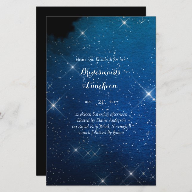 BUDGET Bridesmaids Luncheon Starry Night Blue (Front/Back)