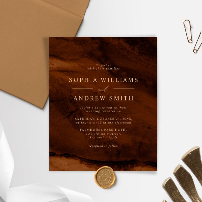 BUDGET Bronze & Gold Minimal Wedding invitation (Creator Uploaded)