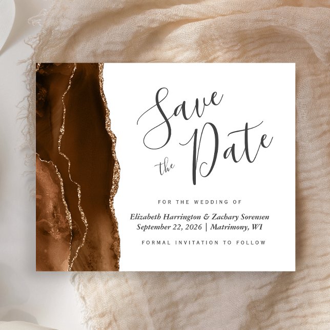 Budget Brown Agate Wedding Save the Date (Creator Uploaded)