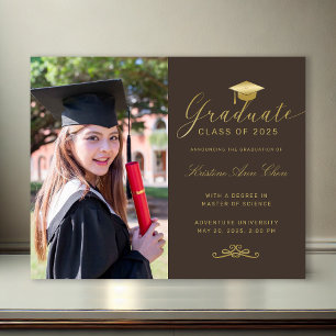 Budget Brown Gold Formal Script Photo Graduation