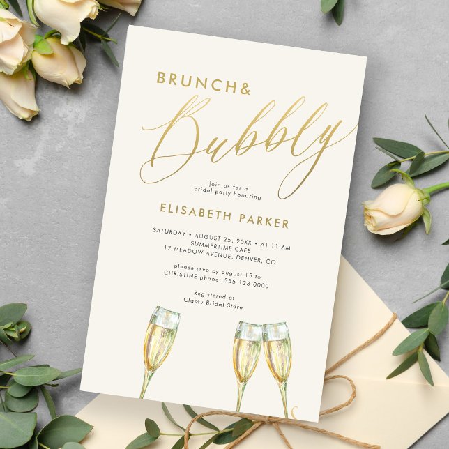 Budget brunch and bubbly bridal shower invitation (Creator Uploaded)