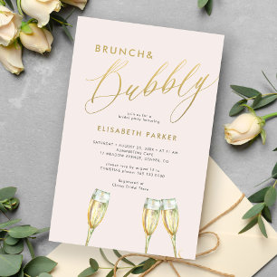 Budget brunch and bubbly bridal shower invitation