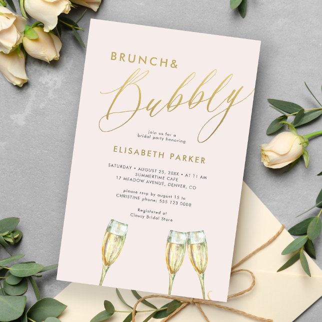 Budget brunch and bubbly bridal shower invitation (Creator Uploaded)