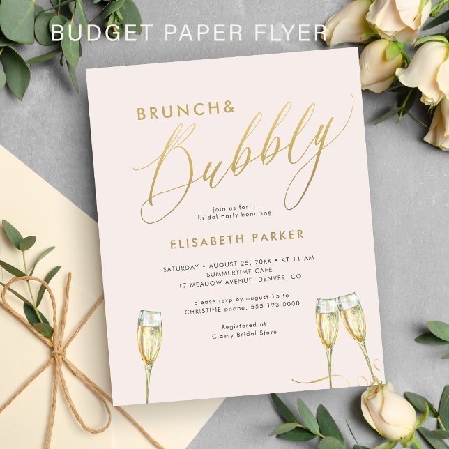 Budget brunch and bubbly bridal shower invitation flyer (Creator Uploaded)