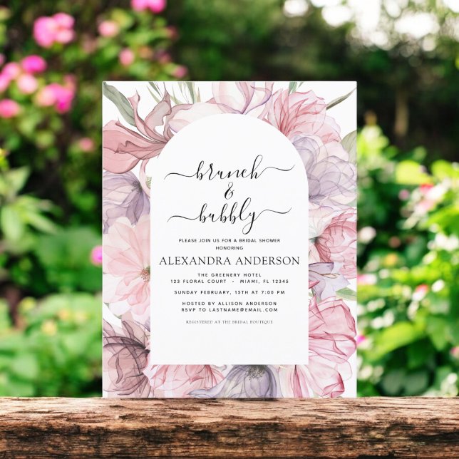 Budget Brunch & Bubbly Boho Purple Bridal Shower Flyer (Creator Uploaded)