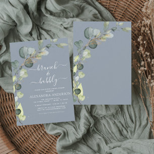 Budget Brunch & Bubbly Dusty Blue Invitation