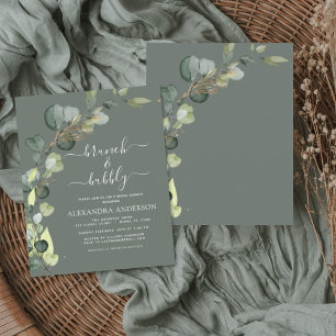 Budget Brunch & Bubbly Sage Green Invitation Flyer