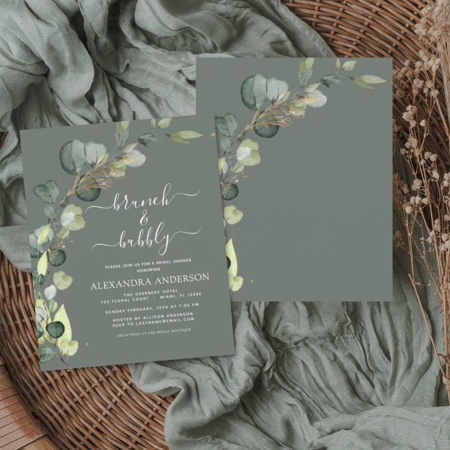 Budget Brunch & Bubbly Sage Green Invitation Flyer (Creator Uploaded)
