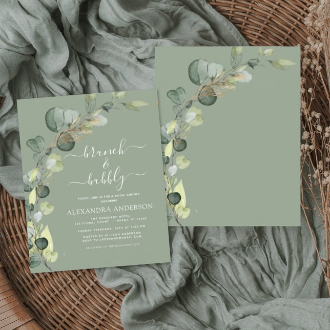 Budget Brunch & Bubbly Sage Green Invitation Flyer (Creator Uploaded)