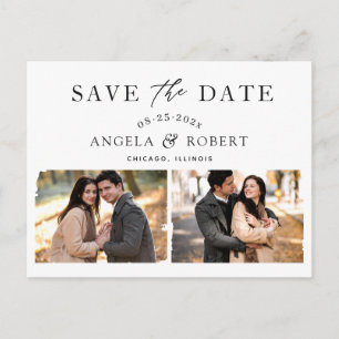 Budget Brush Stroke Frame 2 Photo Save the Date Postcard