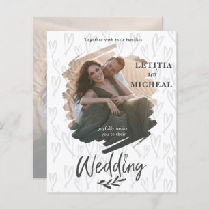 Budget Brush Stroke Photo Wedding Invitation
