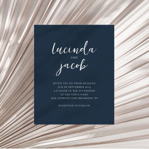 BUDGET Brushed Script Classic Navy Blue Wedding