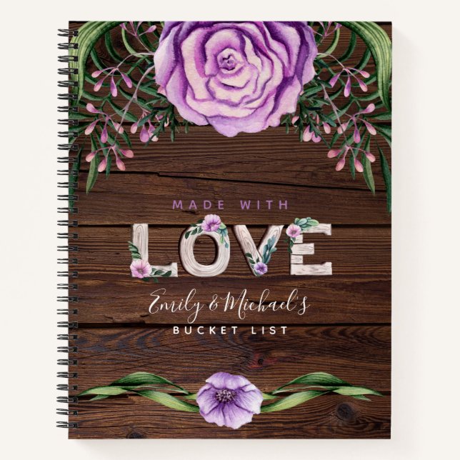 BUDGET Bucket List Rustic Wedding Journal Keepsake (Front)