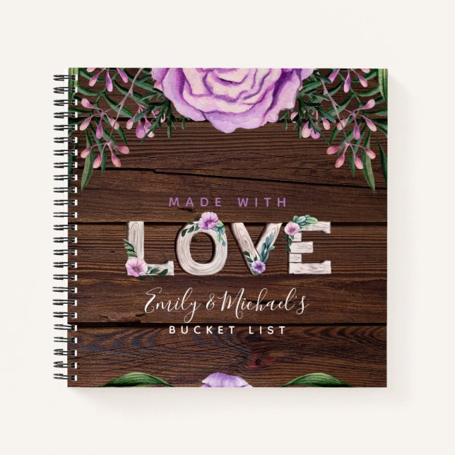 BUDGET Bucket List Rustic Wedding Journal Keepsake (Front)