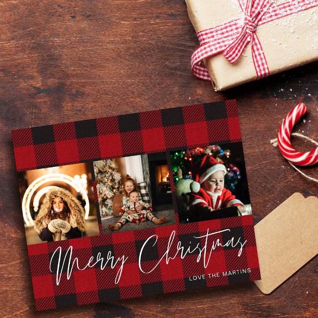 Budget Buffalo Check 3 Photo Merry Christmas Flyer (Creator Uploaded)