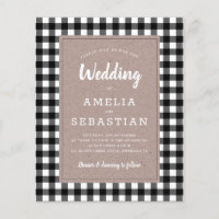 BUDGET Buffalo Plaid Kraft Wedding Invitation