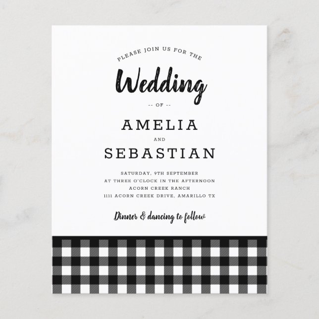 BUDGET Buffalo Plaid Wedding Invitation (Front)