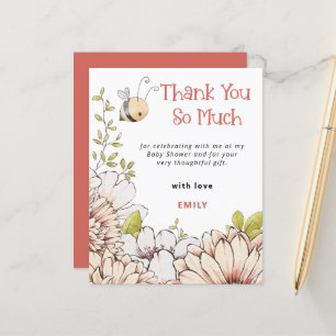 Budget Bumblebee Coral Baby Shower Thank You