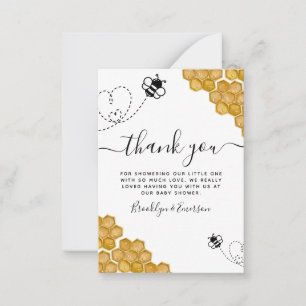 BUDGET Bumblebee Honeycomb Baby Shower Thank You Card